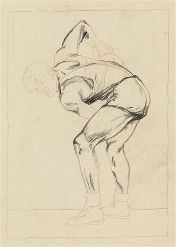 JARED FRENCH Study for Man Holding a Medicine Ball.
